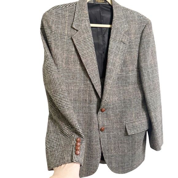 Vintage Classic 100% Wool Blazer Classic Thin Line Plaid Size L - XL - Picture 5 of 10